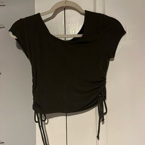 Olive Green Ribbed Fitted tie shirt